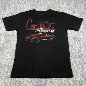 GM Corvette Stingray Shirt Mens M Black Red Car Graphic Tee Tagless Cotton